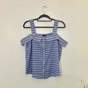 Rhapsody blue/white striped off the should…